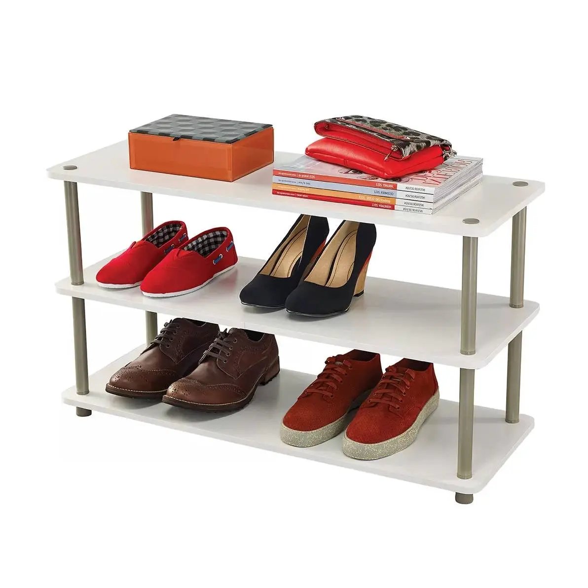 White 3-Shelf Modern Shoe Rack - Holds up to 12 Pair of Shoes by HomePacific