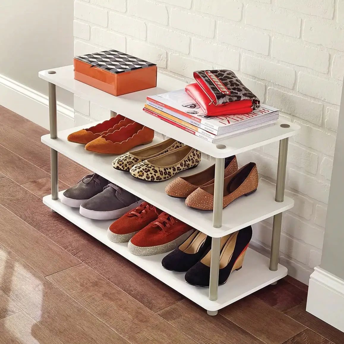 White 3-Shelf Modern Shoe Rack - Holds up to 12 Pair of Shoes by HomePacific