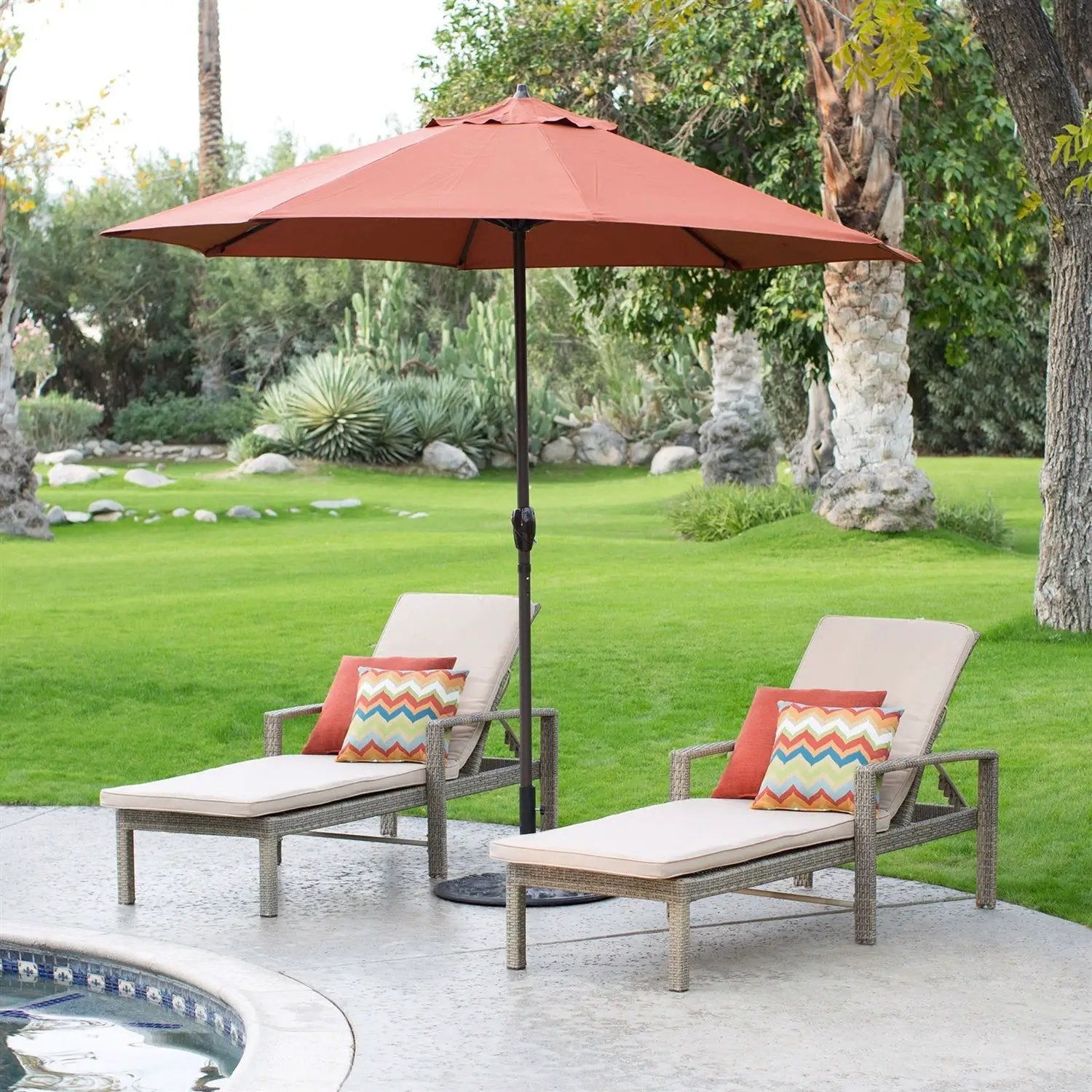 9-Ft Patio Umbrella in Terracotta with Metal Pole and Tilt Mechanism by HomePacific