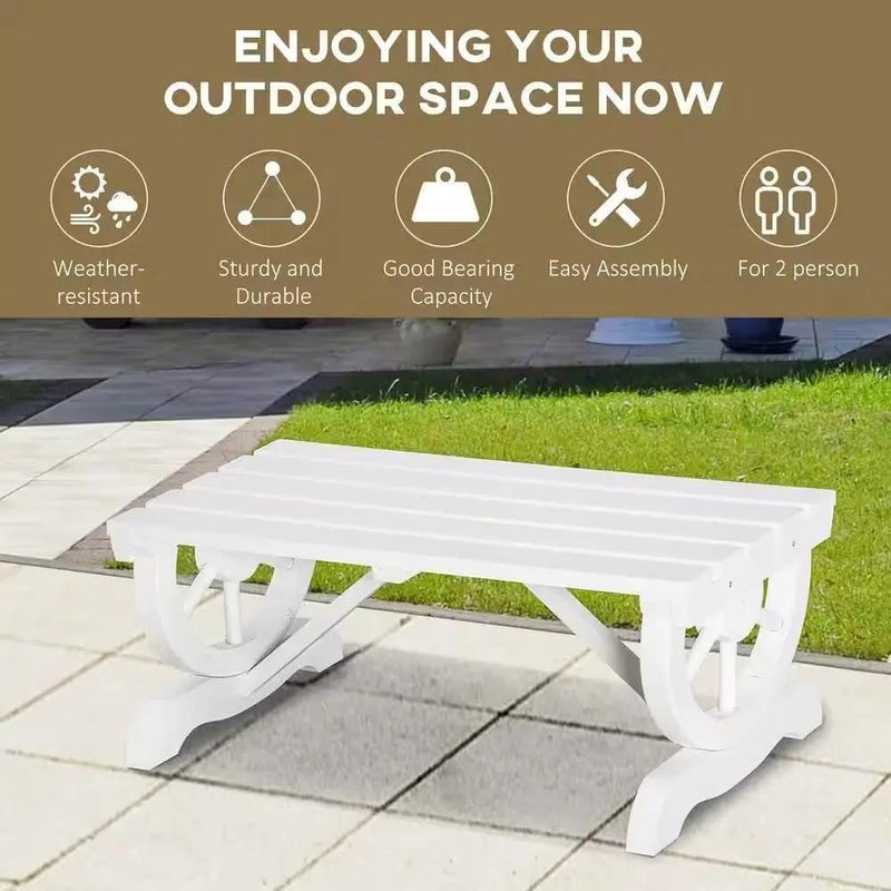 Outdoor Farmhouse Fir Wood 2-Person Garden Bench in White Finish by HomePacific