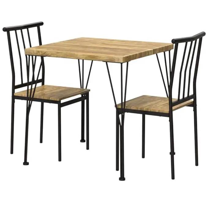 Modern 3-Piece Metal Frame Dining Set with Wood Top Table and 2 Chairs by HomePacific