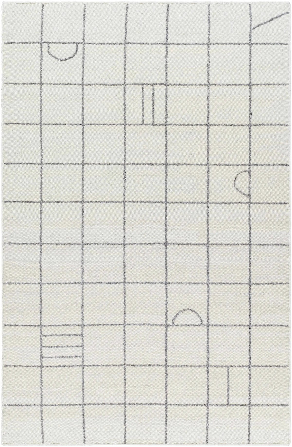Tieve Black & White Grid Wool Rug - Clearance, photo 7 of 12