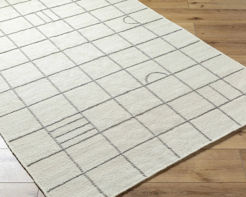 Tieve Black & White Grid Wool Rug - Clearance by Boutique Rugs