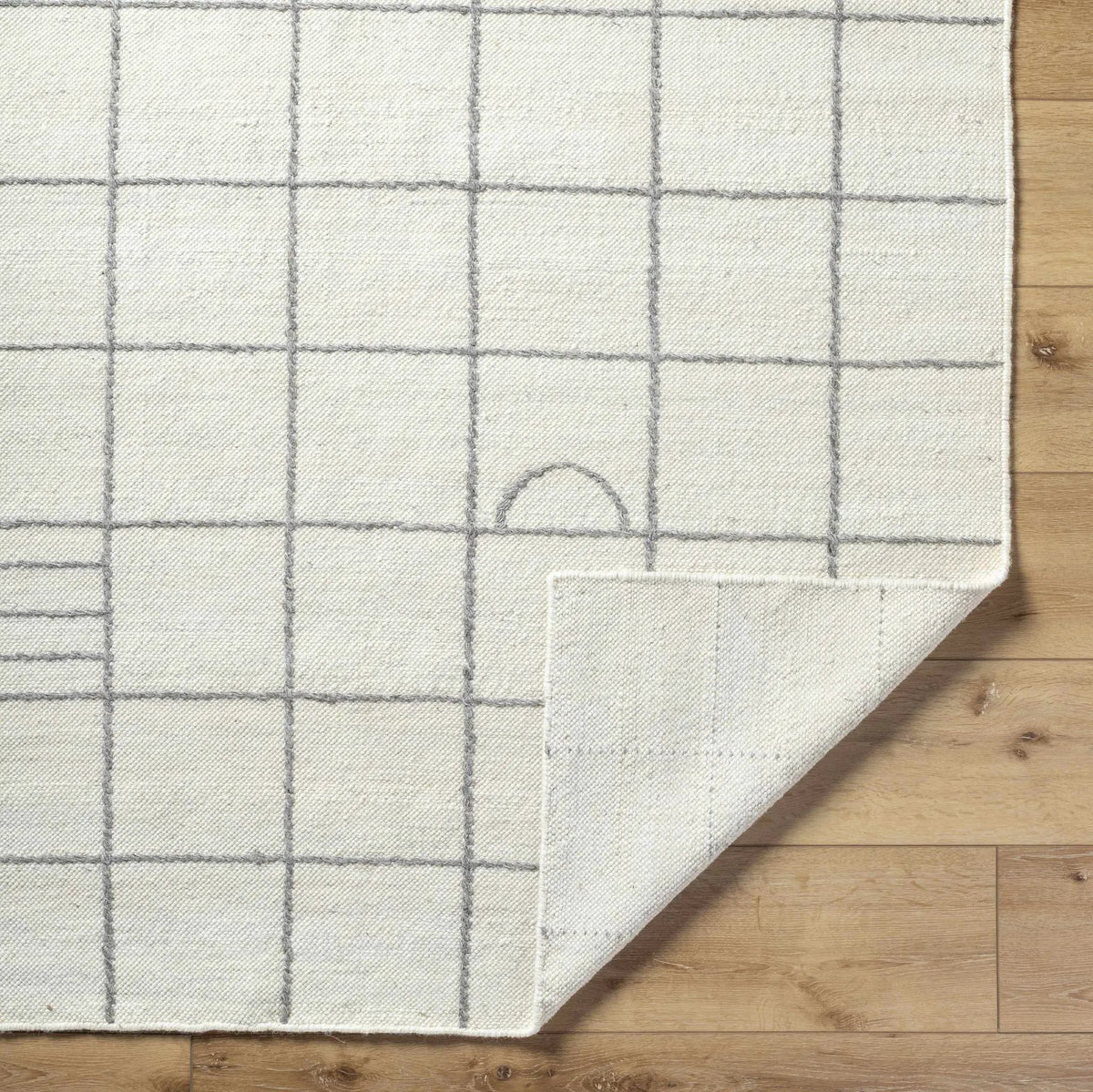 Tieve Black & White Grid Wool Rug - Clearance, photo 11 of 12