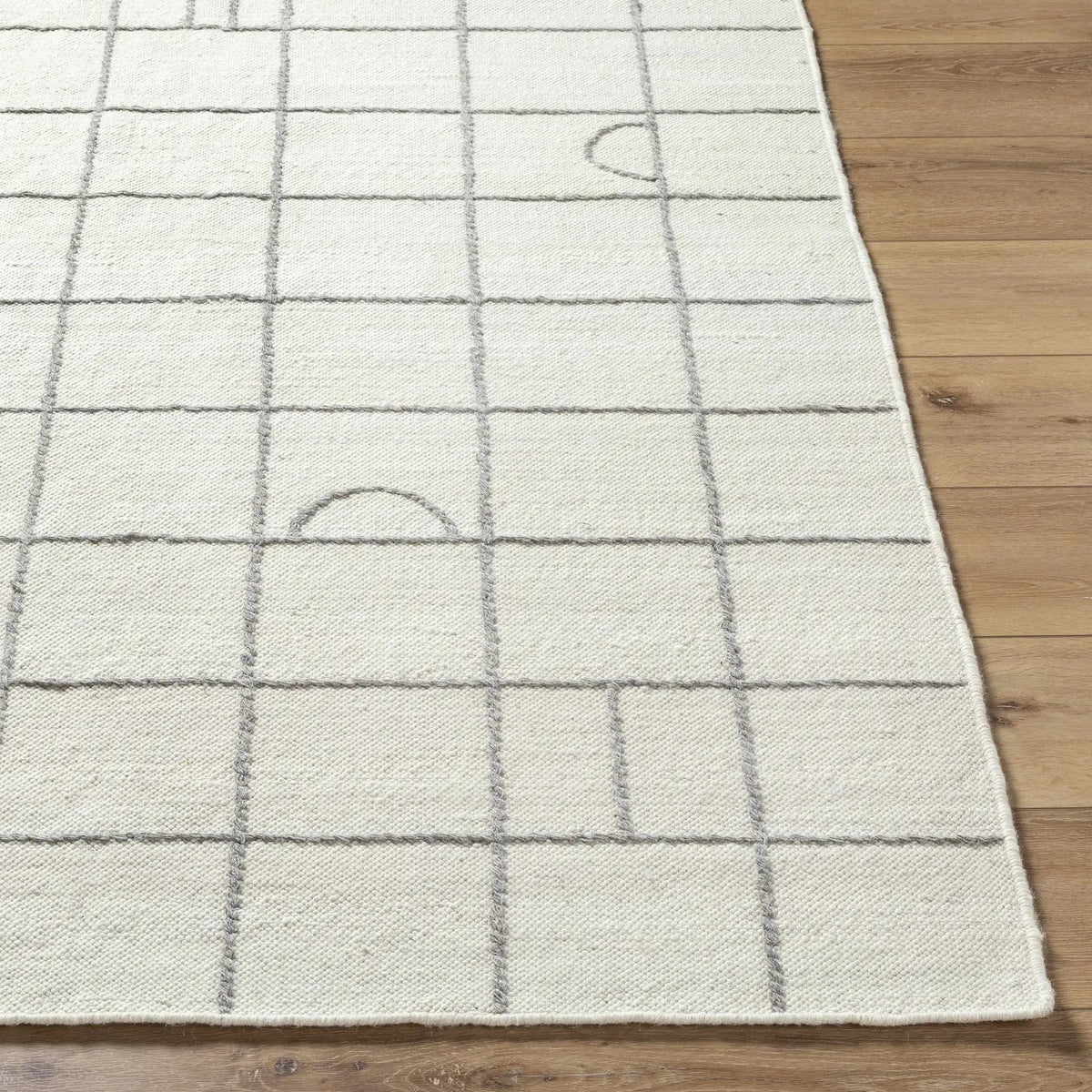 Tieve Black & White Grid Wool Rug - Clearance, photo 10 of 12