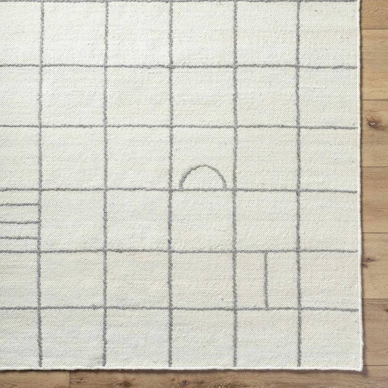 Tieve Black & White Grid Wool Rug - Clearance by Boutique Rugs