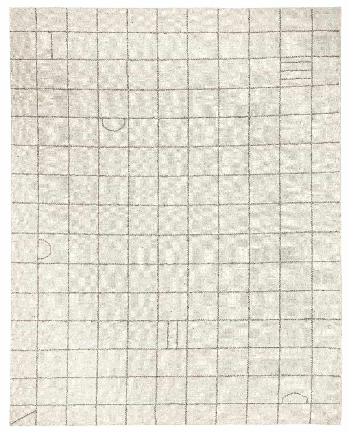 Tieve Black & White Grid Wool Rug - Clearance