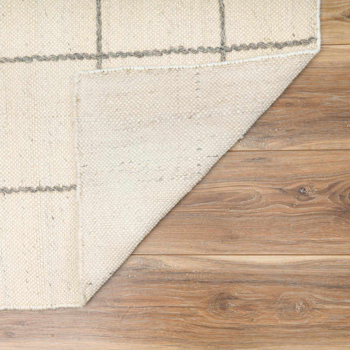 Tieve Black & White Grid Wool Rug - Clearance, photo 3 of 12