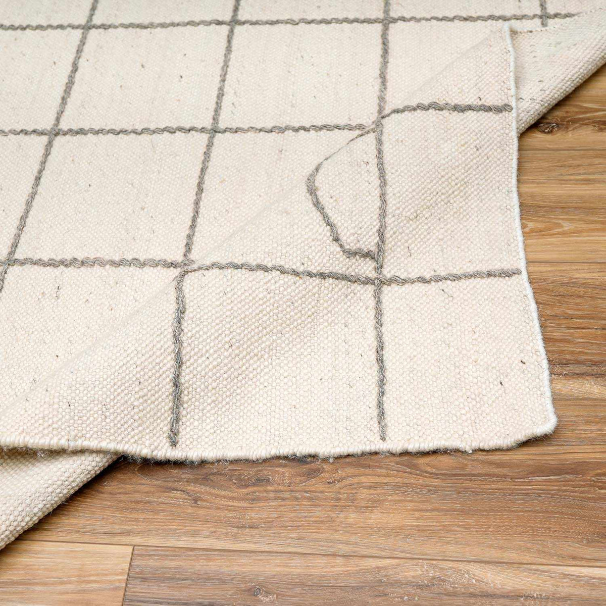 Tieve Black & White Grid Wool Rug - Clearance, photo 4 of 12