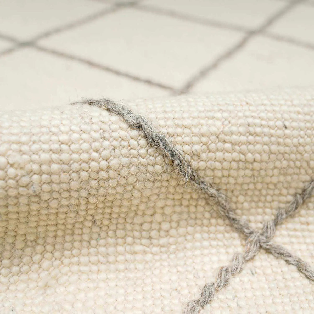 Tieve Black & White Grid Wool Rug - Clearance, photo 5 of 12
