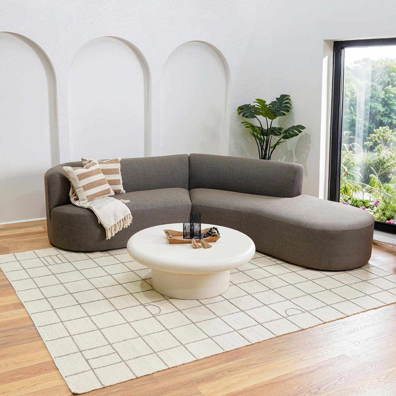 Tieve Black & White Grid Wool Rug - Clearance by Boutique Rugs