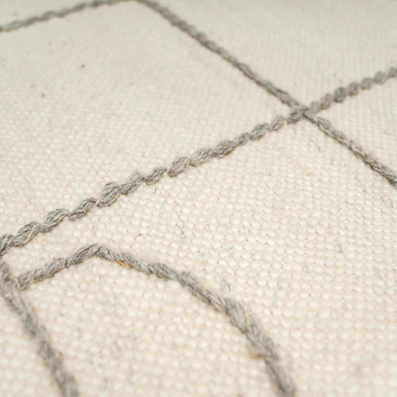 Tieve Black & White Grid Wool Rug - Clearance by Boutique Rugs