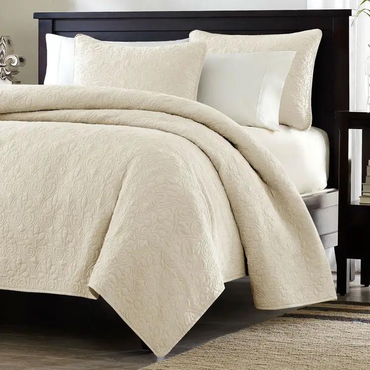 Twin / Twin XL size Quilted Coverlet Set with One Pillow Sham in Ivory by HomePacific