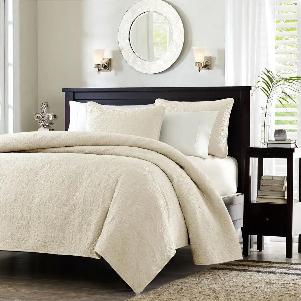 Twin / Twin XL size Quilted Coverlet Set with One Pillow Sham in Ivory by HomePacific