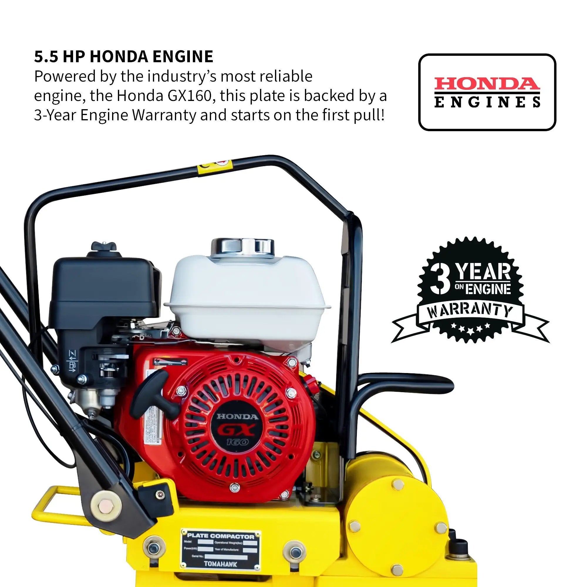 5.5 HP Honda Paver Roller Compactor 17x12 for Pavers, Bricks, Stone, Sand Compaction by Tomahawk Power