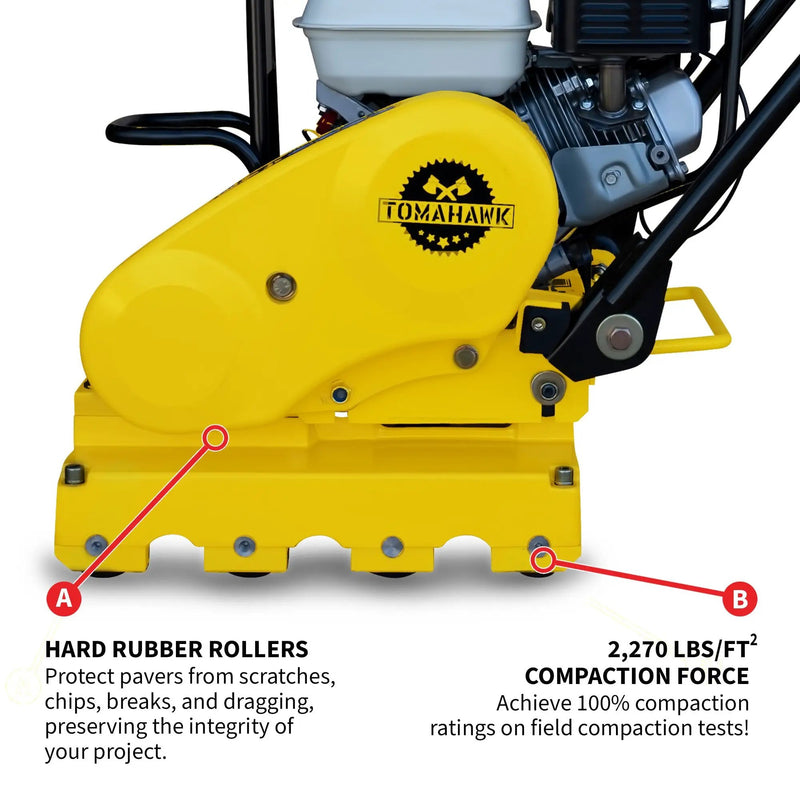 5.5 HP Honda Paver Roller Compactor 17x12 for Pavers, Bricks, Stone, Sand Compaction by Tomahawk Power