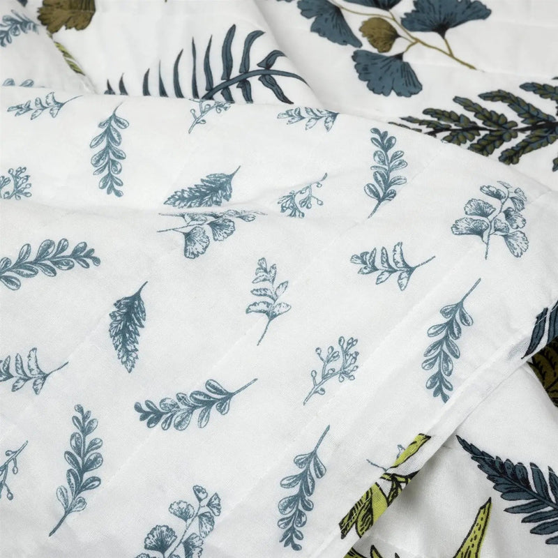 Full/Queen Reversible Cotton Lightweight Floral Fern 3 Piece Quilt Set by HomePacific