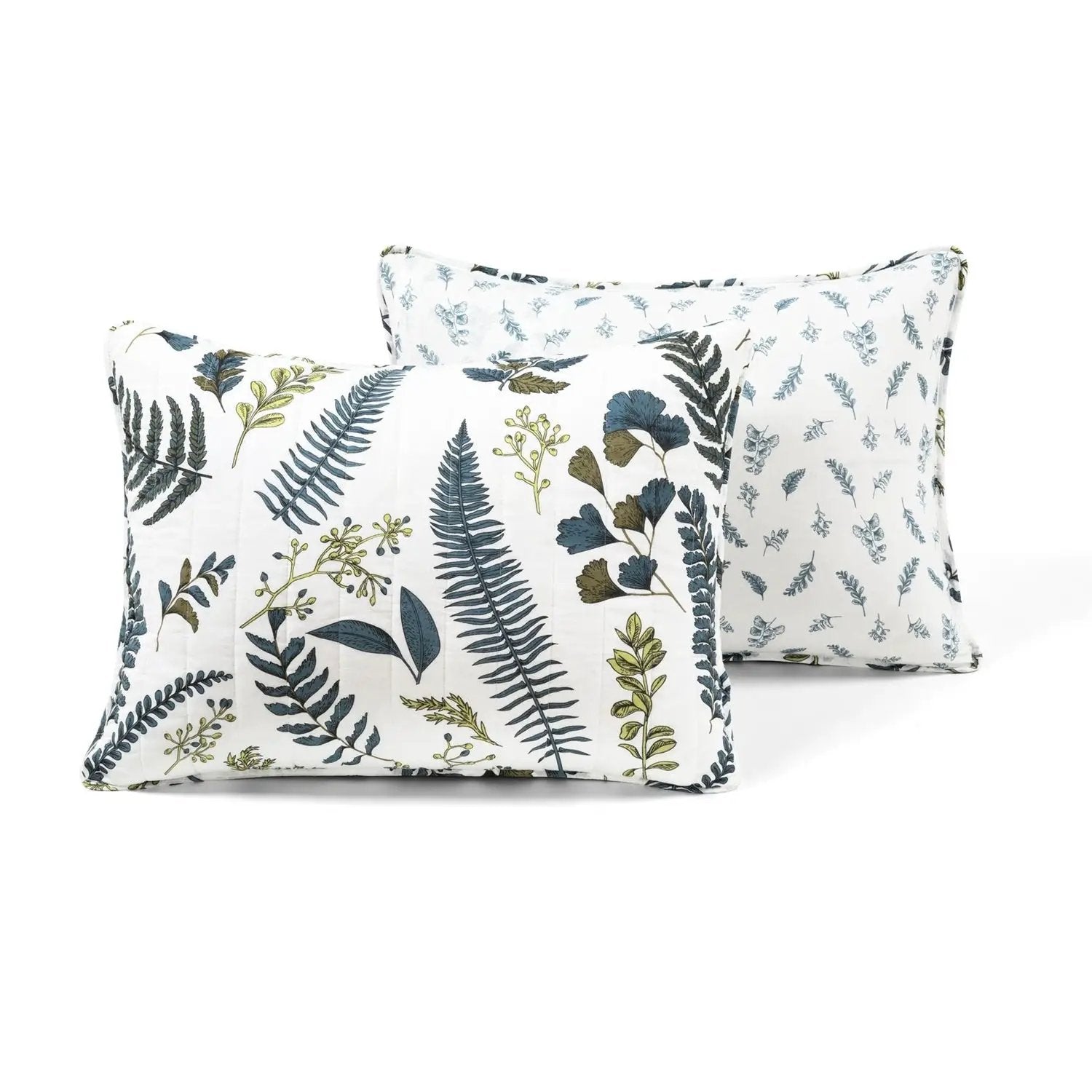 Full/Queen Reversible Cotton Lightweight Floral Fern 3 Piece Quilt Set by HomePacific