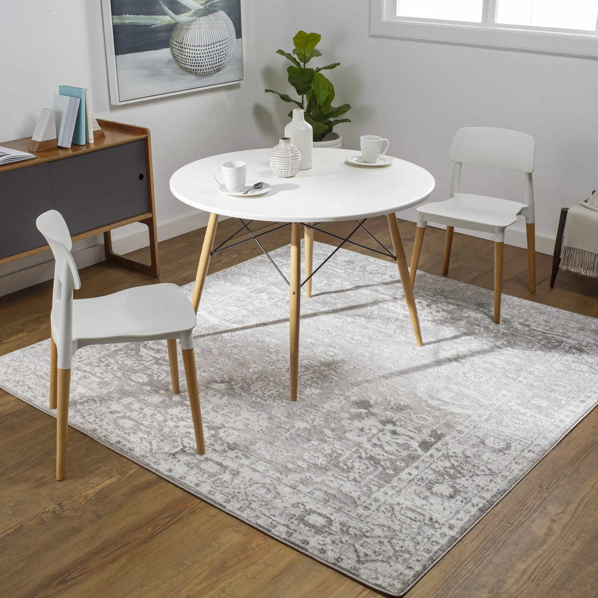 Tripp Distressed Gray Rug, installed in a room 3