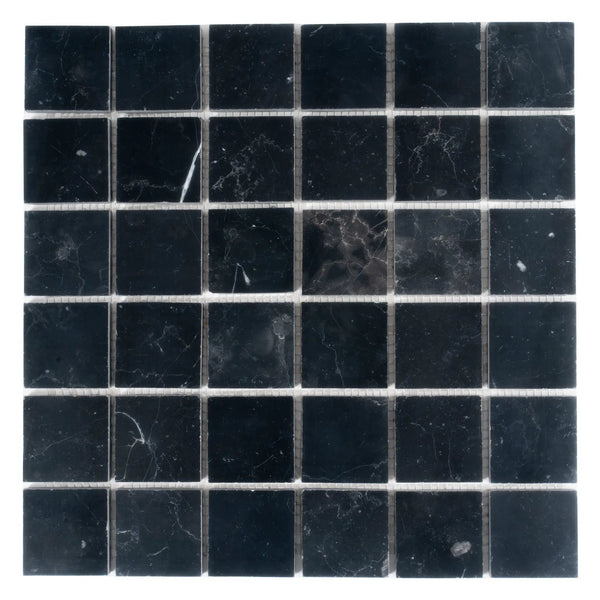 Black 12x12 Polished Square Nero Marquina Marble Mosaic Tile (5 pack, 5 sq ft/case)