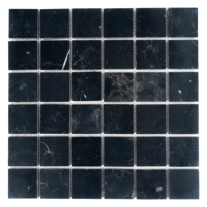 Black 12x12 Polished Square Nero Marquina Marble Mosaic Tile (5 pack, 5 sq ft/case) by Apollo Tile