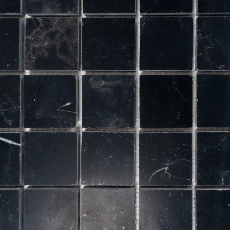 Black 12x12 Polished Square Nero Marquina Marble Mosaic Tile (5 pack, 5 sq ft/case) by Apollo Tile