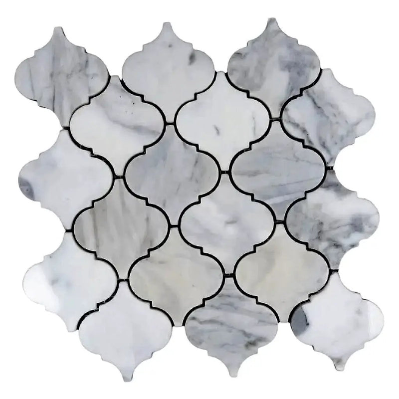 White 11x11 Polished Arabesque Calacatta Marble Mosaic Tile (5 pack, 5.35 sq ft/case) by Apollo Tile