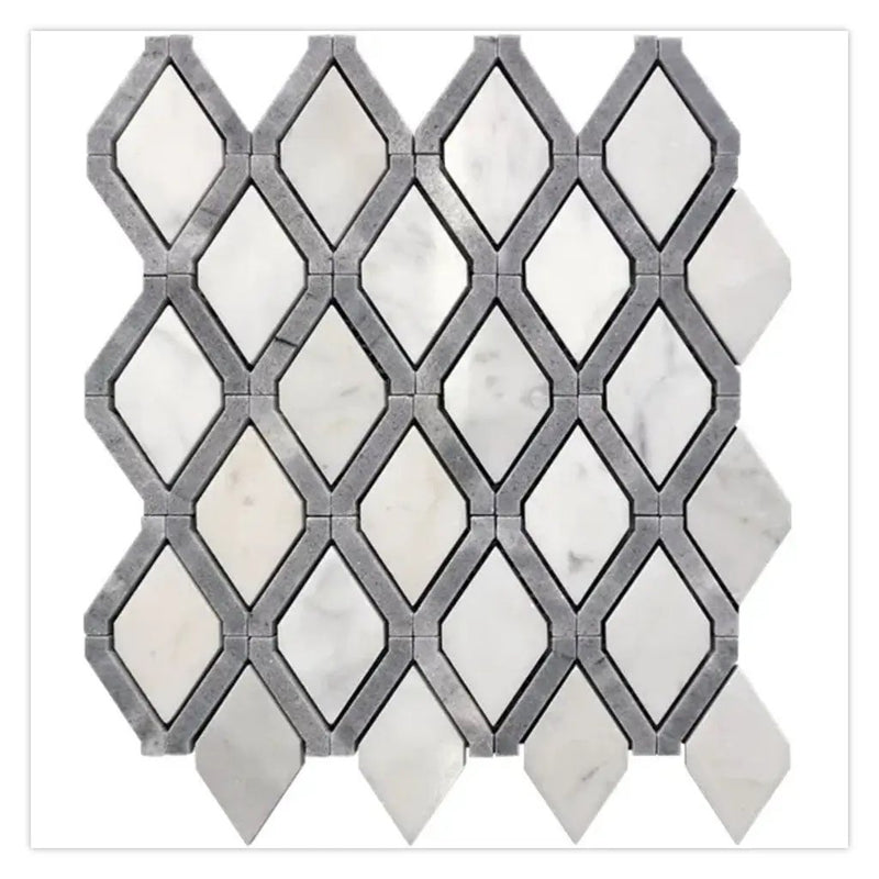 Soft White Charcoal Gray 11x11 Polished Diamond Stone Mosaic Tile (5 pack, 4.2 sq ft/case) by Apollo Tile