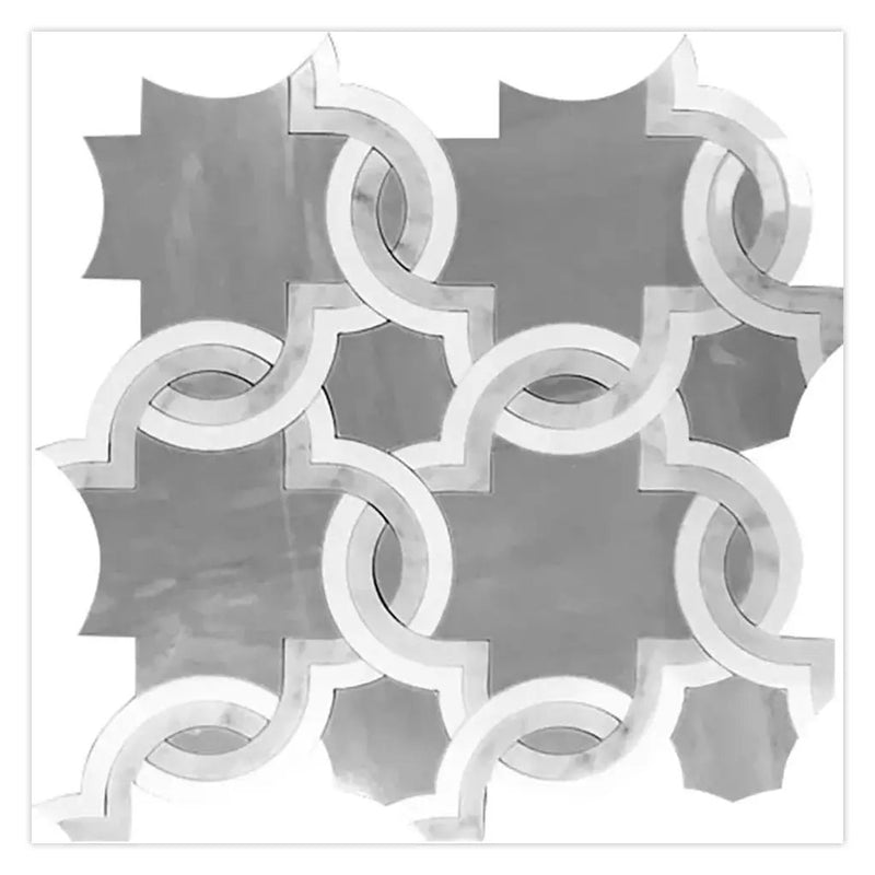 Carrrara Eastern Grey Thassos 12x12 Polished Floral Marble Mosaic Tile (5 pack, 4.83 sq ft/case) by Apollo Tile