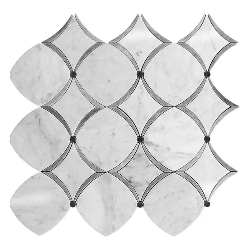 Stone White Gray 12x12 Polished Diamond Stone Mosaic Tile (5 pack, 4.83 sq ft/case) by Apollo Tile