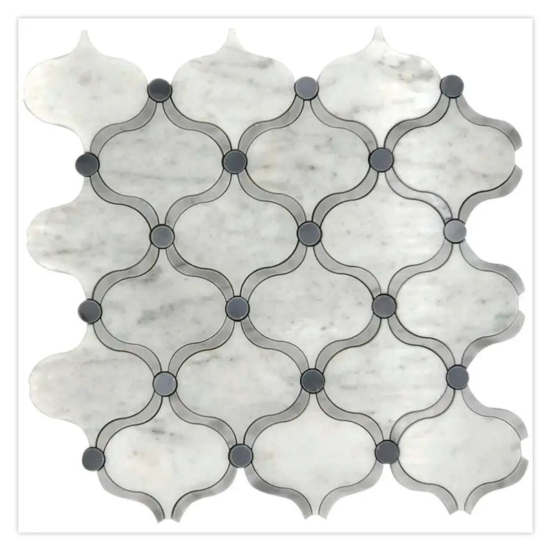 Soft White Gray 12x12 Polished Arabesque Stone Mosaic Tile (5 pack, 4.83 sq ft/case) by Apollo Tile