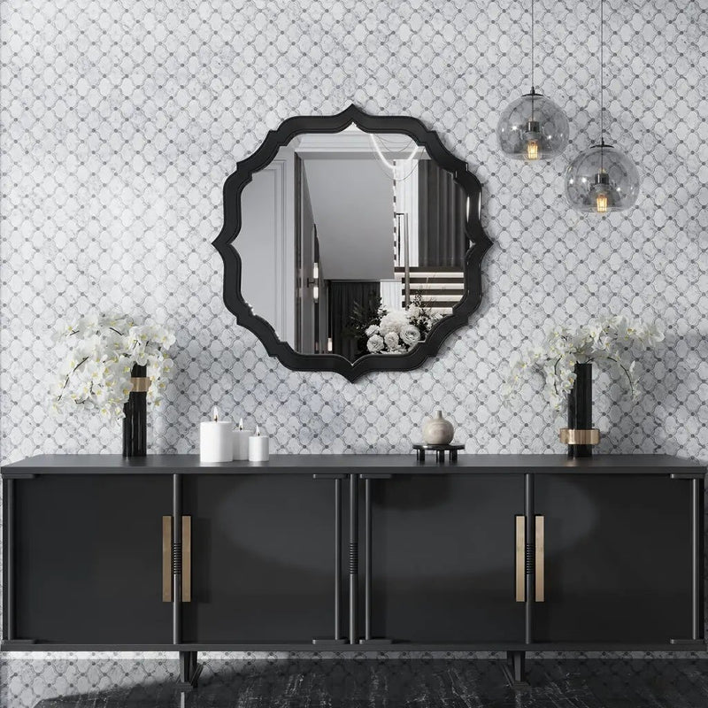 Soft White Gray 12x12 Polished Arabesque Stone Mosaic Tile (5 pack, 4.83 sq ft/case) by Apollo Tile