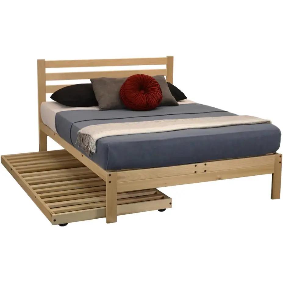 Twin size Solid Wood Roll-Out Trundle Bed Frame - Made in USA by HomePacific