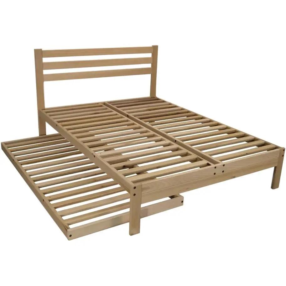 Twin size Solid Wood Roll-Out Trundle Bed Frame - Made in USA by HomePacific