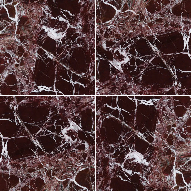 Rosso Levanto Polished Marble Tiles 12x12 close up