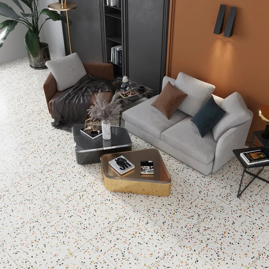 Beige Gold 24x24 Honed Square Terrazzo Large Format Tile (2 pack, 7.75 sq ft/case) by Apollo Tile