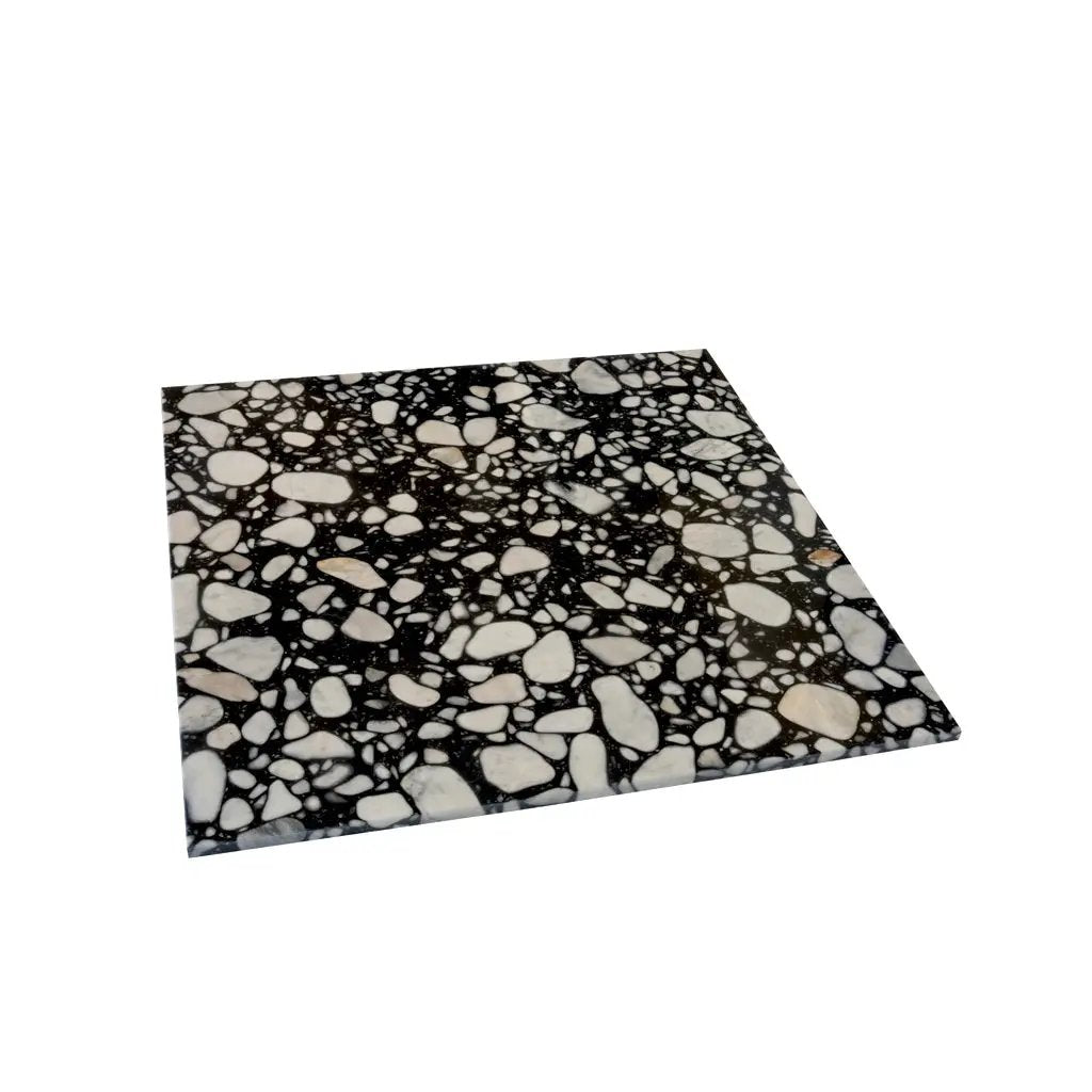 Jet Black 24x24 Polished Square Terrazzo Large Format Tile (4 pack, 15.5 sq ft/case) by Apollo Tile