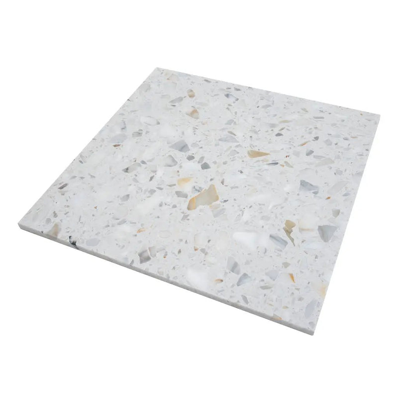 White Gold 24x24 Honed Square Terrazzo Large Format Tile (2 pack, 7.75 sq ft/case) by Apollo Tile