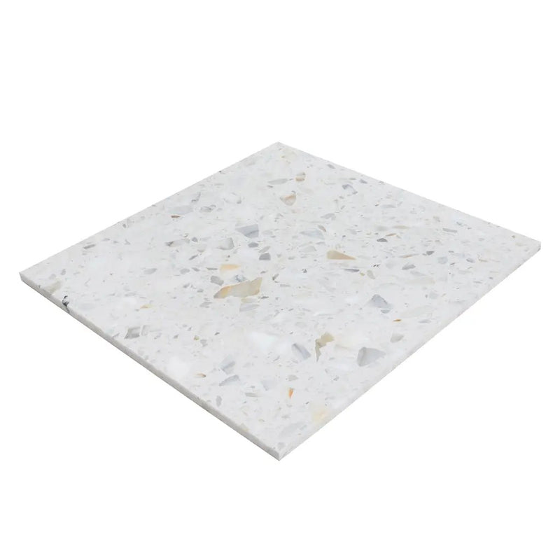 White Gold 24x24 Honed Square Terrazzo Large Format Tile (2 pack, 7.75 sq ft/case) by Apollo Tile