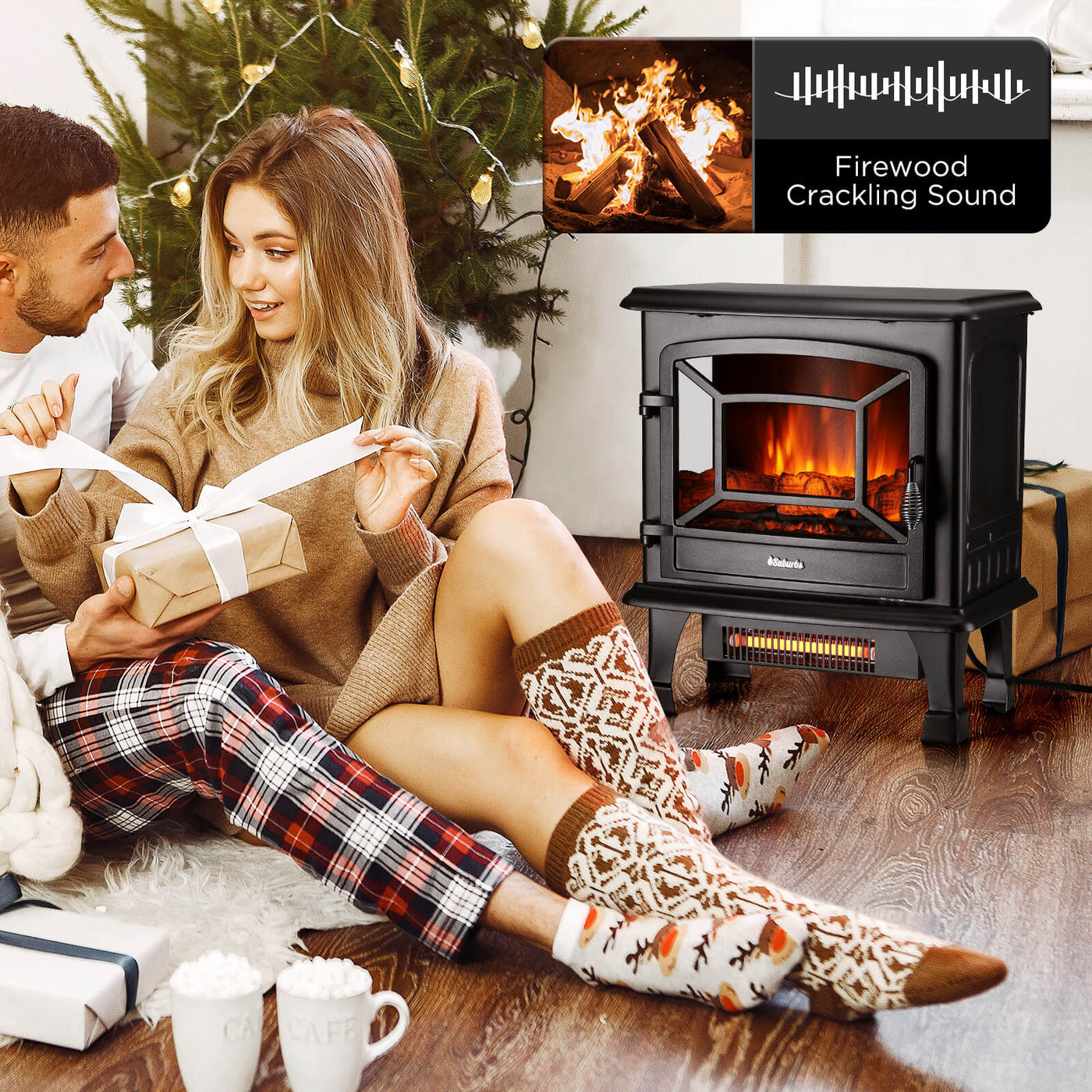 Suburbs TS20-SD Electric Fireplace Stove Heater with Sound by TURBRO