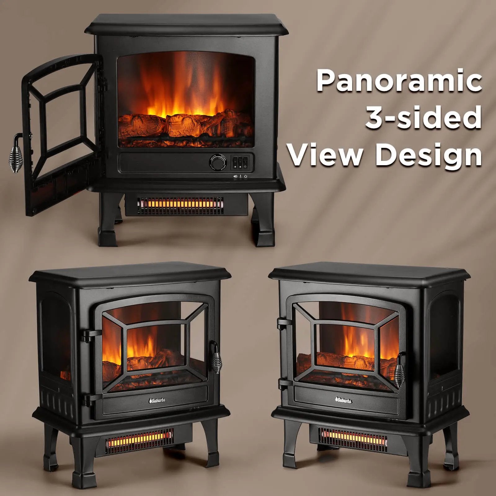 Suburbs TS20-SD Electric Fireplace Stove Heater with Sound by TURBRO