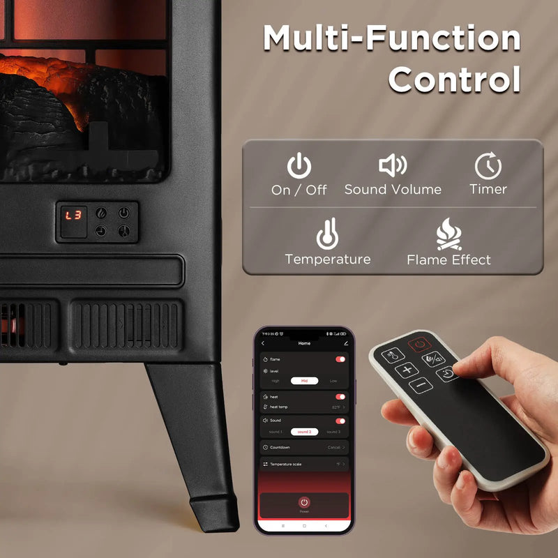 Suburbs TS25 Smart Electric Fireplace Stove Heater, WiFi Enabled by TURBRO