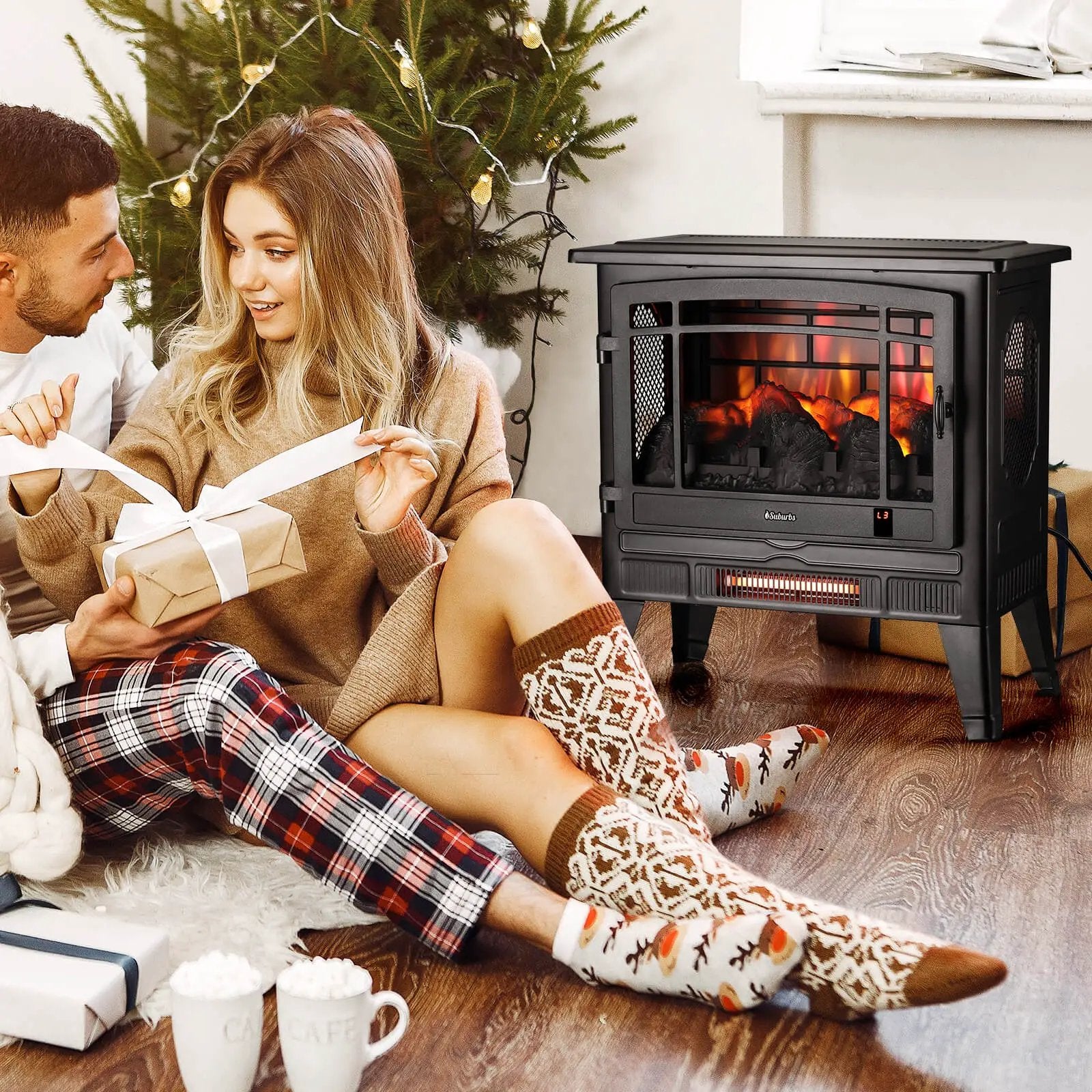 Suburbs TS25 Smart Electric Fireplace Stove Heater, WiFi Enabled by TURBRO