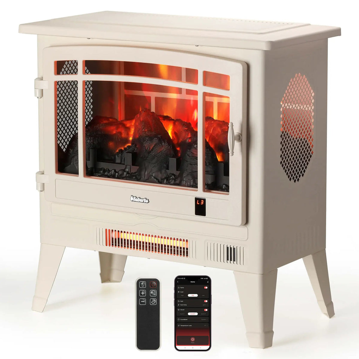 Suburbs TS25 Smart Electric Fireplace Stove Heater, WiFi Enabled by TURBRO
