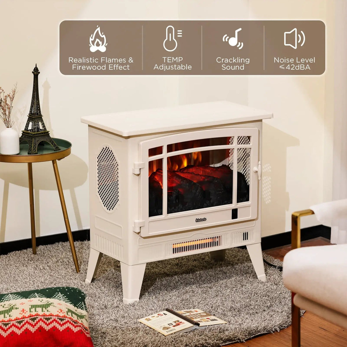 Suburbs TS25 Smart Electric Fireplace Stove Heater, WiFi Enabled by TURBRO