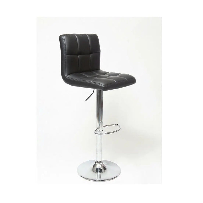 Set of 2 - Adjustable Height Bar Stool with Black Faux Leather Cushion Seat by HomePacific