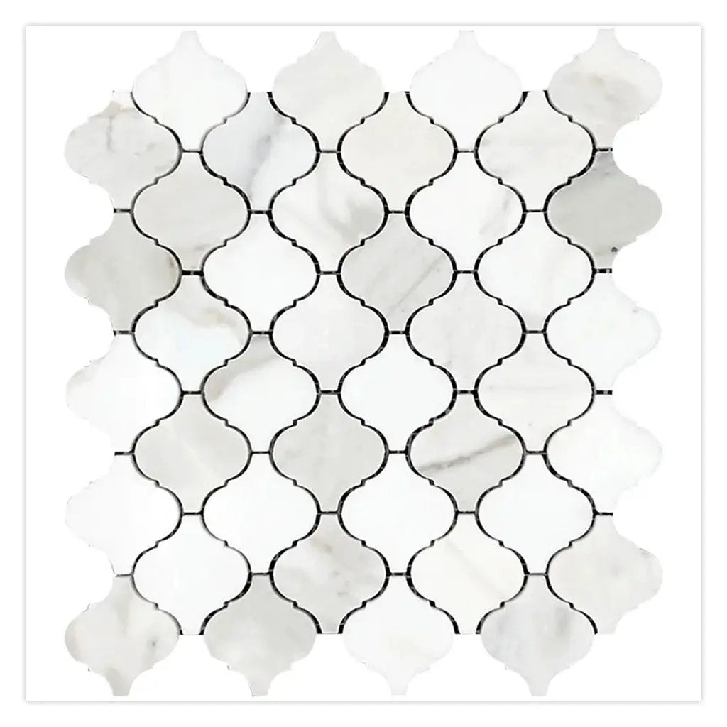 White Gray 10x11 Polished Arabesque Calacatta Gold Marble Mosaic Tile (5 pack, 3.75 sq ft/case) by Apollo Tile