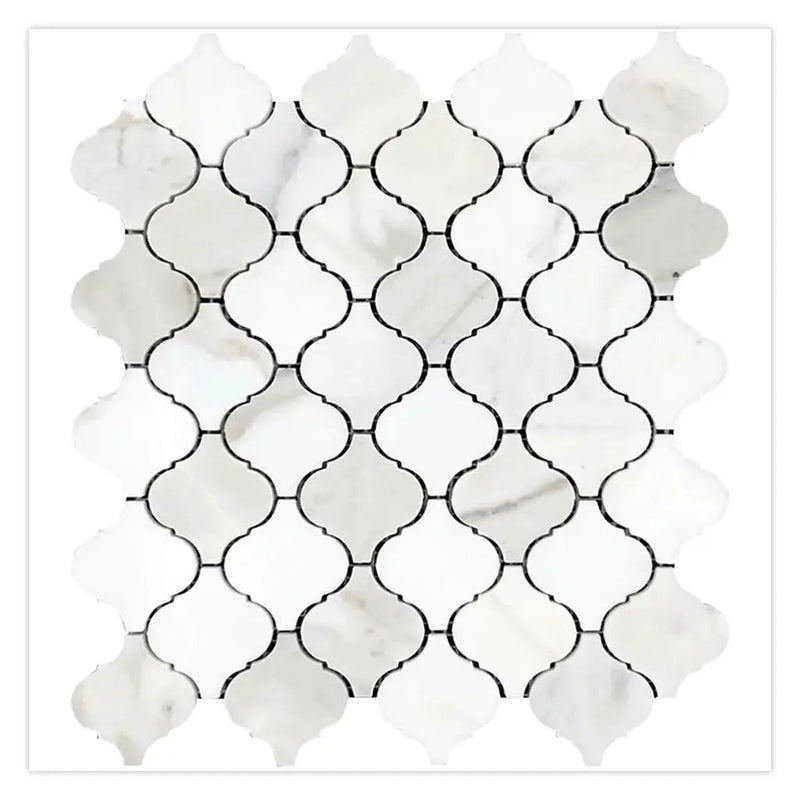 White Gray 10x11 Polished Arabesque Calacatta Gold Marble Mosaic Tile (5 pack, 3.75 sq ft/case) by Apollo Tile