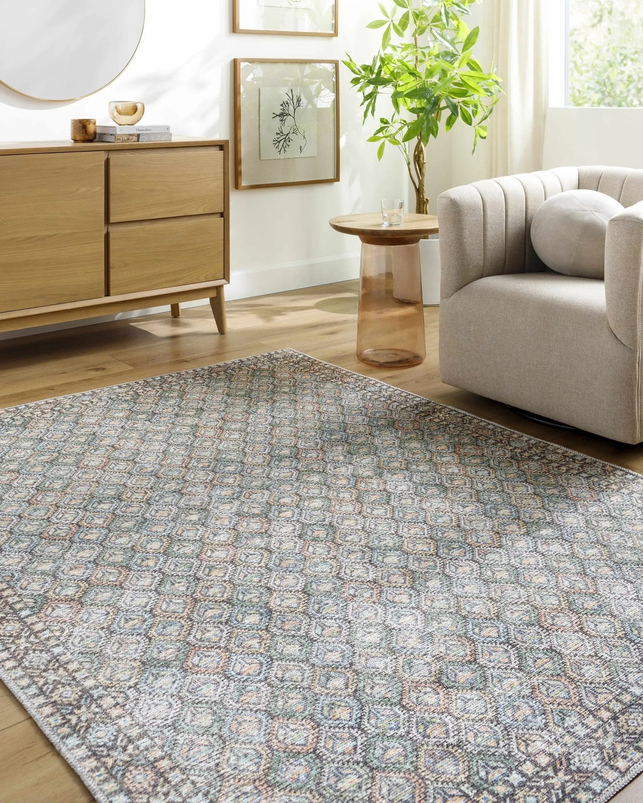 Telma Medium Green Washable Area Rug by Boutique Rugs
