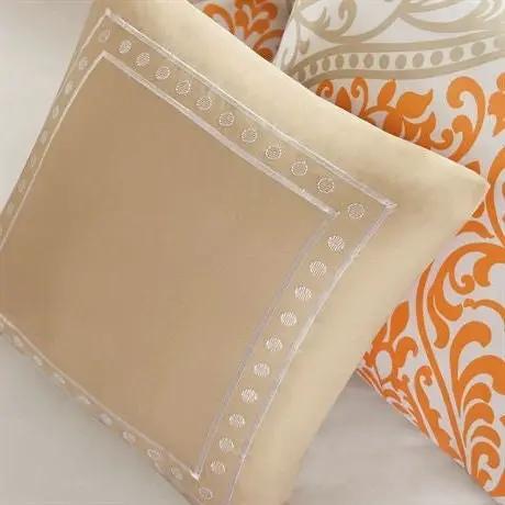 Twin size 4-Piece Orange White Damask Print Comforter Set by HomePacific